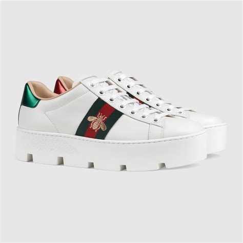 gucci women's ace embroidered platform sneaker|gucci ace bee platform sneakers.